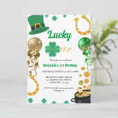 Invitation Lucky One First Birthday St Patrick's Day Boy Girl (Debout devant)