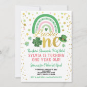 Invitation Lucky One Girl First Birthday St Patrick's Day (Devant)