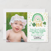 Invitation Lucky One Girl First Birthday St Patrick's Photo (Devant)