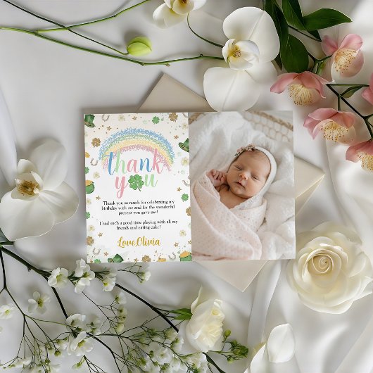 Invitation Lucky One Photo Birthday Thank You Card