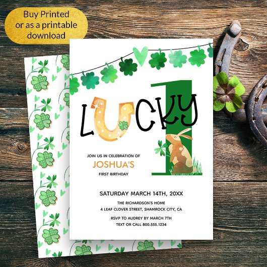 Invitation Lucky One Premier Shamrock d'anniversaire