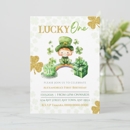 Invitation Lucky One Premier St patrick d'anniversaire (Debout devant)