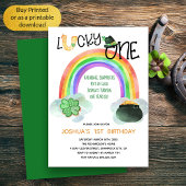 Invitation Lucky One Rainbow Shamrock Pot d'or Anniversaire