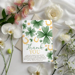 Invitation Lucky One Shamrock 1st Birthday Thank You<br><div class="desc">Send a lucky thank you with this matching shamrock card. Featuring green clovers and gold horseshoes,  it perfectly complements your "Lucky One" birthday theme. A sweet way to thank guests for joining your St. Patrick's Day celebration. High-quality watercolor graphics for a professional look.</div>