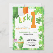 Invitation Lucky One St patrick Portrait Photo 1er anniversai (Devant)