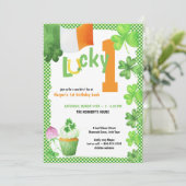 Invitation Lucky One St patrick Portrait Photo 1er anniversai (Debout devant)