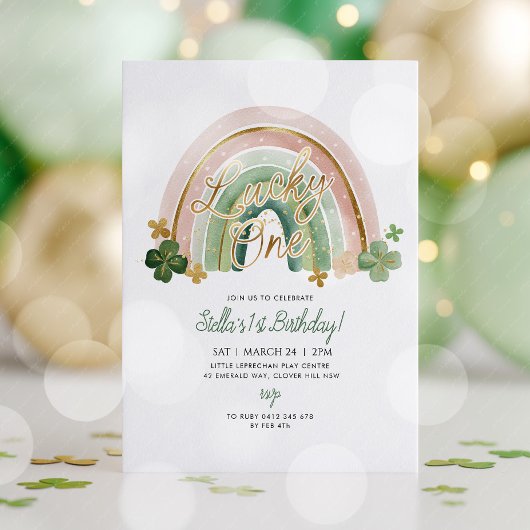 Invitation Lucky One! St Patrick's Day 1st Birthday Rainbow