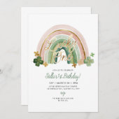 Invitation Lucky One! St Patrick's Day 1st Birthday Rainbow (Devant / Derrière)