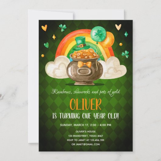 Invitation Lucky One St. Patrick's Day Boy Premier anniversai (Devant)