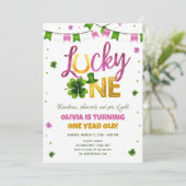 Invitation Lucky One St. Patrick's Day Fille premier annivers (Debout devant)