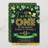 Invitation Lucky One St. Patrick's Day Shamrock 1er anniversa (Devant / Derrière)