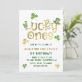 Invitation Lucky One | St Patrick's Day Twin First Birthday (Debout devant)