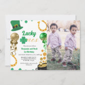 Invitation Lucky One Twin 1er anniversaire St Patrick's Day B (Devant)
