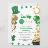 Invitation Lucky One Twin 1er anniversaire St Patrick's Day B (Devant)