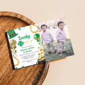 Invitation Lucky One Twin 1er anniversaire St Patrick's Day B