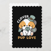 Invitation Lucky Pup with Clover - St. Patrick's Day Cadeau (Devant / Derrière)