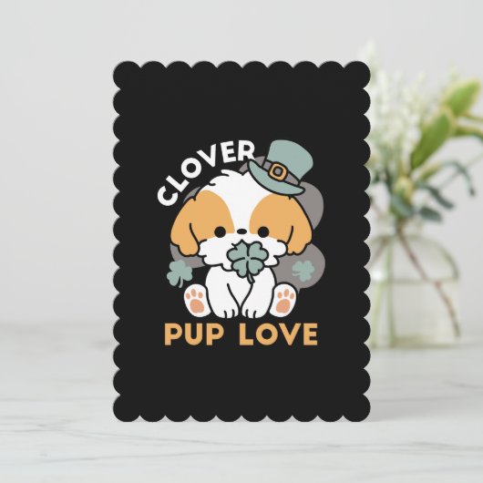 Invitation Lucky Pup with Clover - St. Patrick's Day Cadeau (Debout devant)