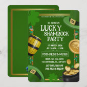 Invitation Lucky Shamrock Party St. Paddy's Day Customizable (Devant / Derrière)