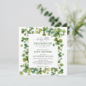 Invitation Lucky Shamrock Spring 4 Baby shower de trèfle feui (Debout devant)
