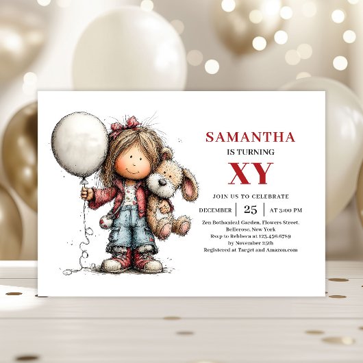 Invitation ludique d'anniversaire pour une fille d