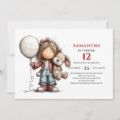 Invitation ludique d'anniversaire pour une fille d (Devant)