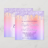 Invitation Lueur de gouttes de paillettes de lavande avec omb (Devant / Derrière)