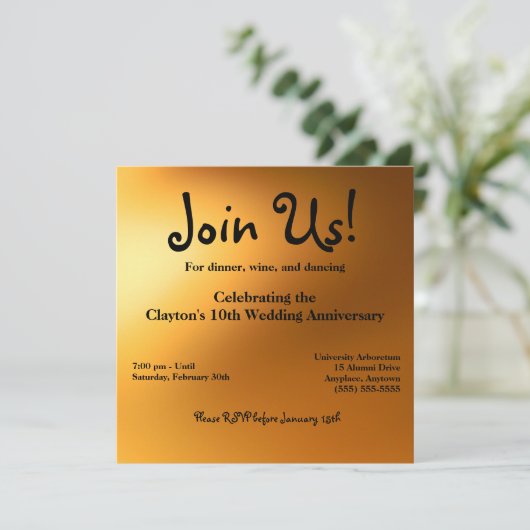 Invitation Lueur Dorée 5.25" (Debout devant)