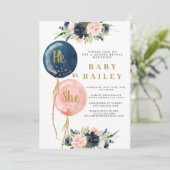 Invitation Lui ou Elle Balloons Genre Reveillez l'invitation (Debout devant)