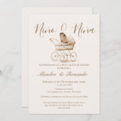 Invitation Lui ou Elle Bébé Poussette Genre Révéler Invitat (Devant / Derrière)