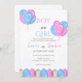 Invitation Lui ou elle Bleu ou rose Genre Reveillez Invitatio (Devant / Derrière)