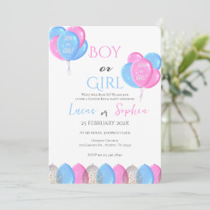 Invitation Lui ou elle Bleu ou rose Genre Reveillez Invitatio