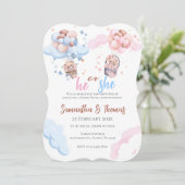 Invitation Lui ou elle Bleu ou rose Genre Reveillez Invitatio (Debout devant)