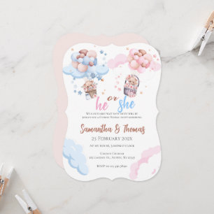 Invitation Lui ou elle Bleu ou rose Genre Reveillez Invitatio