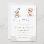 Invitation Lui ou elle Bleu ou rose Genre Reveillez Invitatio (Devant)