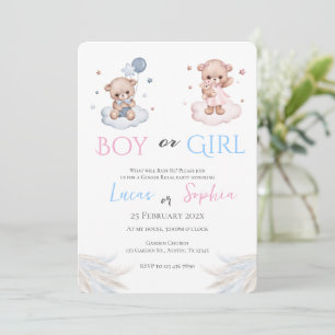 Invitation Lui ou elle Bleu ou rose Genre Reveillez Invitatio