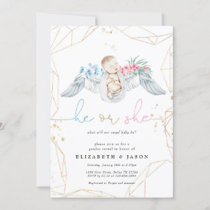 Invitation Lui ou elle Blue Rose Angel Parties scintillant Ge