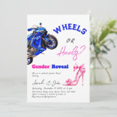 Invitation Lui ou elle Blue Rose Roues ou talons Révélation d (Debout devant)