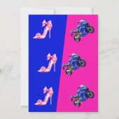 Invitation Lui ou elle Blue Rose Roues ou talons Révélation d (Dos)