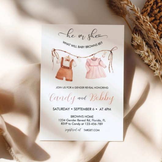 Invitation Lui ou Elle Boho Clothesline Genre Reveillez