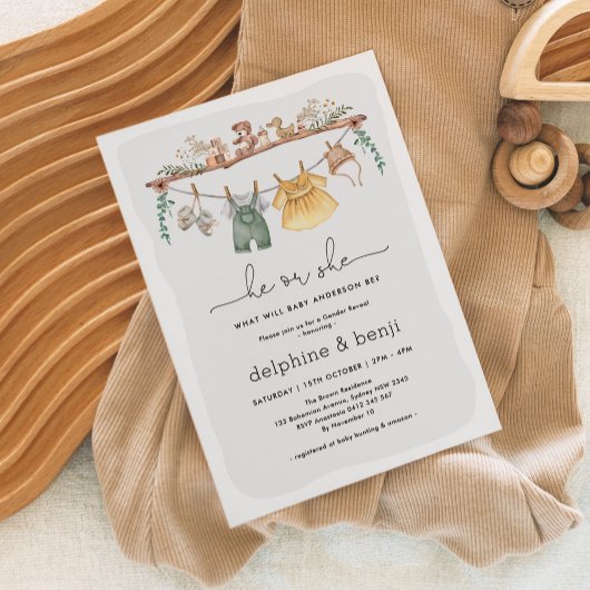 Invitation Lui ou Elle Boho Moderne Genre Révéler Douche