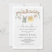 Invitation Lui ou Elle Boho Moderne Genre Révéler Douche (Devant)