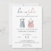 Invitation Lui ou elle Ce que bébé sera aquarelle Boho modern (Devant)