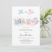 Invitation Lui ou elle ce qui sera bébé Baby shower (Debout devant)