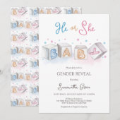 Invitation Lui ou elle ce qui sera bébé Baby shower (Devant / Derrière)