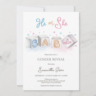 Invitation Lui ou elle ce qui sera bébé Baby shower