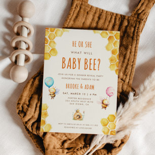 Invitation Lui ou elle ce qui va bébé Bee Genre Reveal Party