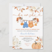 Invitation Lui ou elle Citrouille Vêtements de bébé Révélatio (Devant)