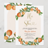 Invitation Lui ou Elle Citrus Orange Verdure Sexe Révélation (Devant / Derrière)