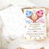 Invitation Lui ou elle Crème glacée rose bleu or Révélation d