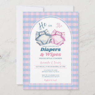 Invitation Lui ou elle Diapers et lave Genre En vichy
